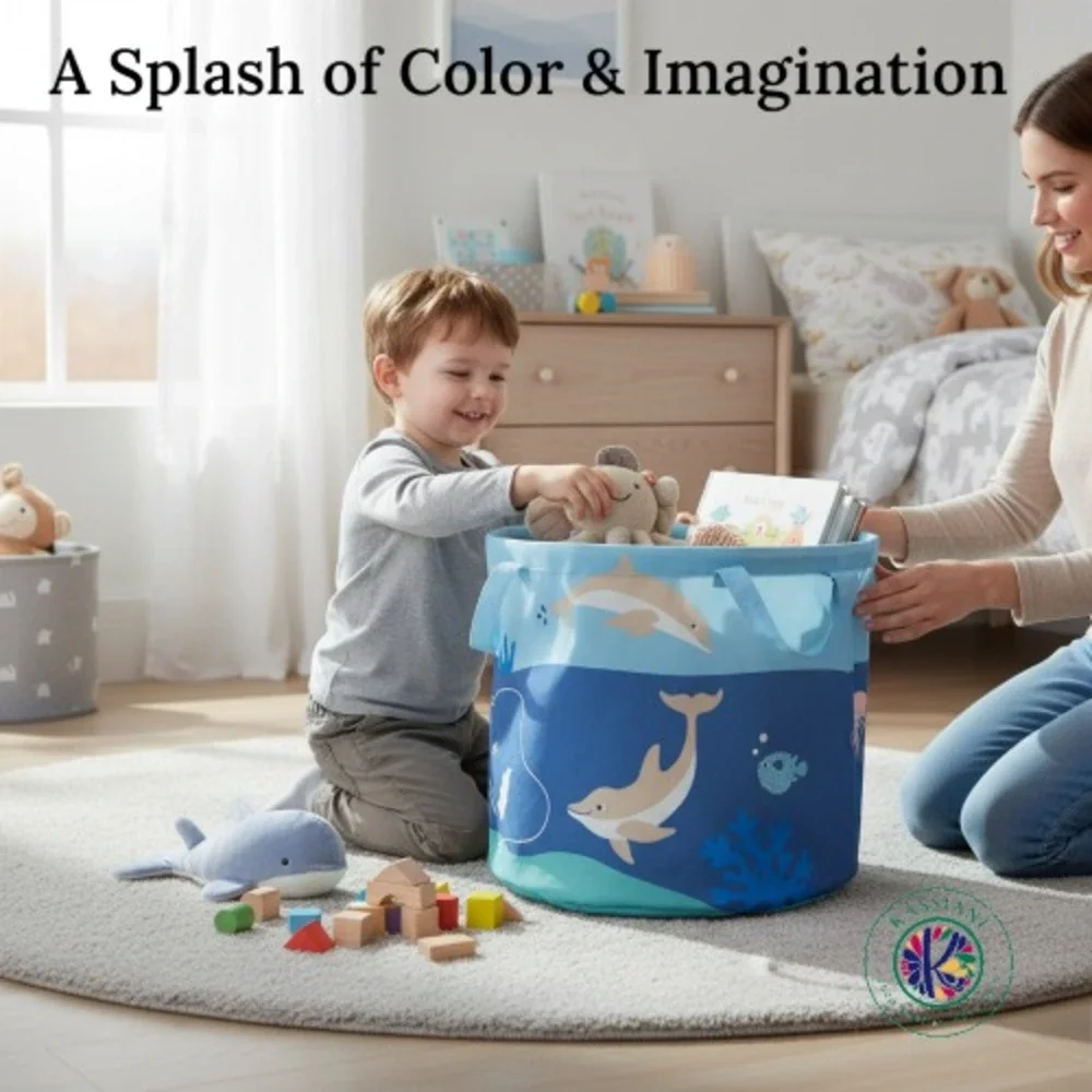 IKEA BLÅVINGAD Storage Bag – Ocean Animals‎ Print, Recycled & Kid‑Friendly